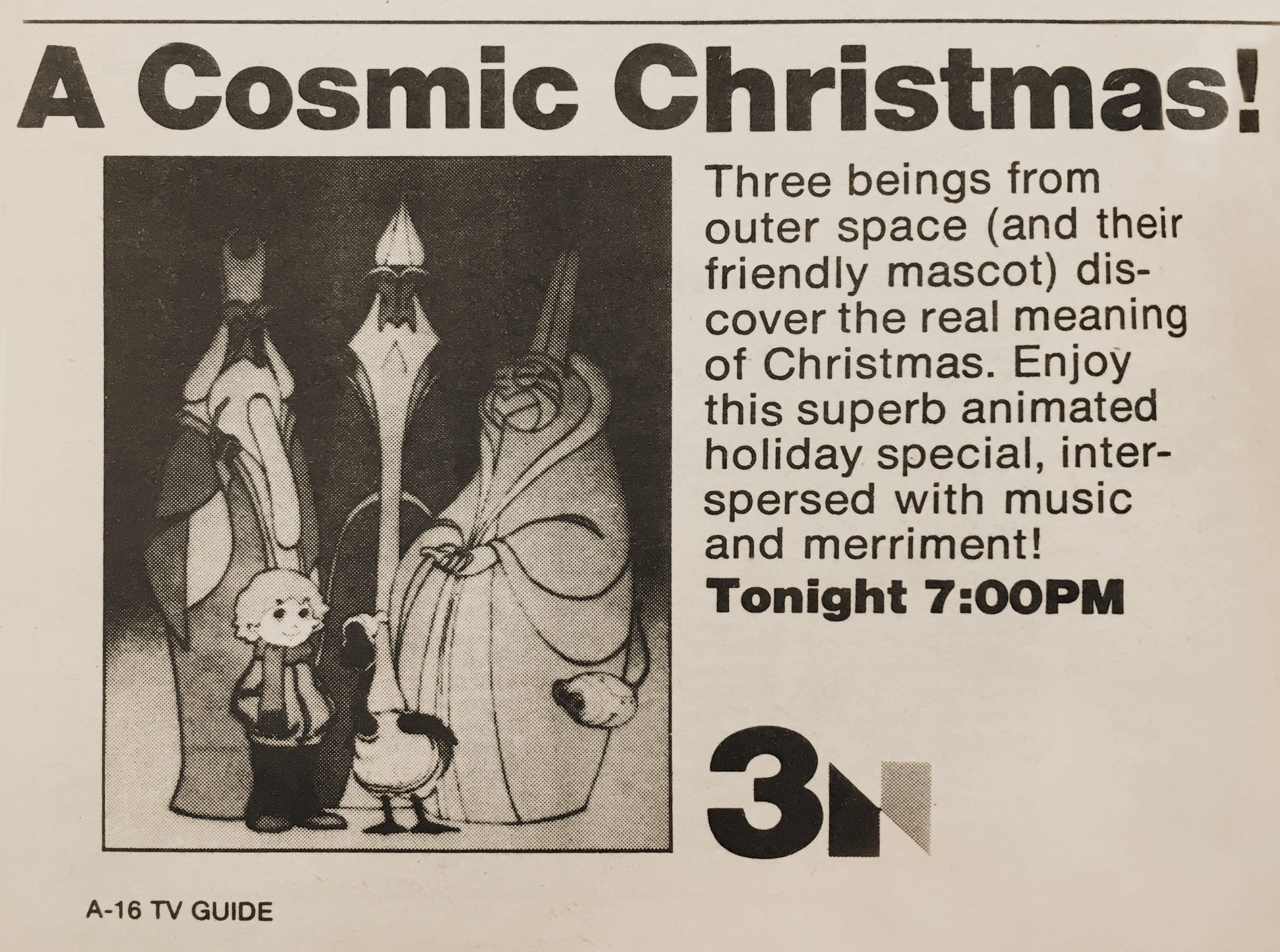 TV Guide Ad #2, Northeast Ohio edition, 1978. Image of the aliens and Peter and Lucy.