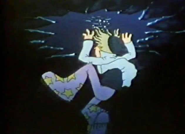 Marvin falls in the lake.
