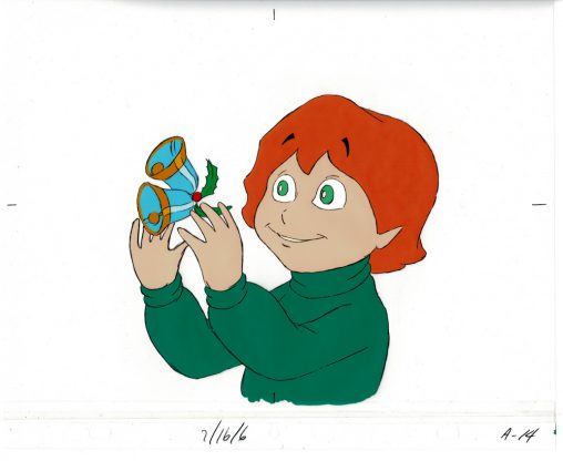 Animation cel of Peter with Christmas Bells.