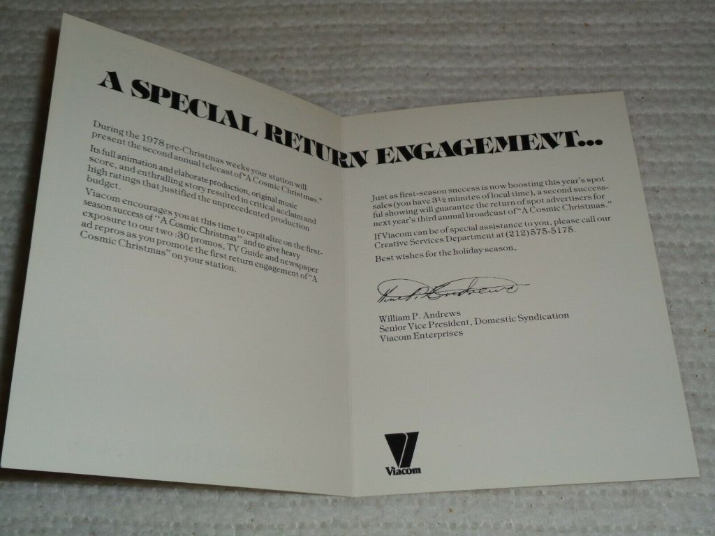A Cosmic Christmas Viacom Brochure, inside.
